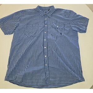 English Laundry Lions Crest Men's Shirt Size 2XL Blue Check -Item#152‎
